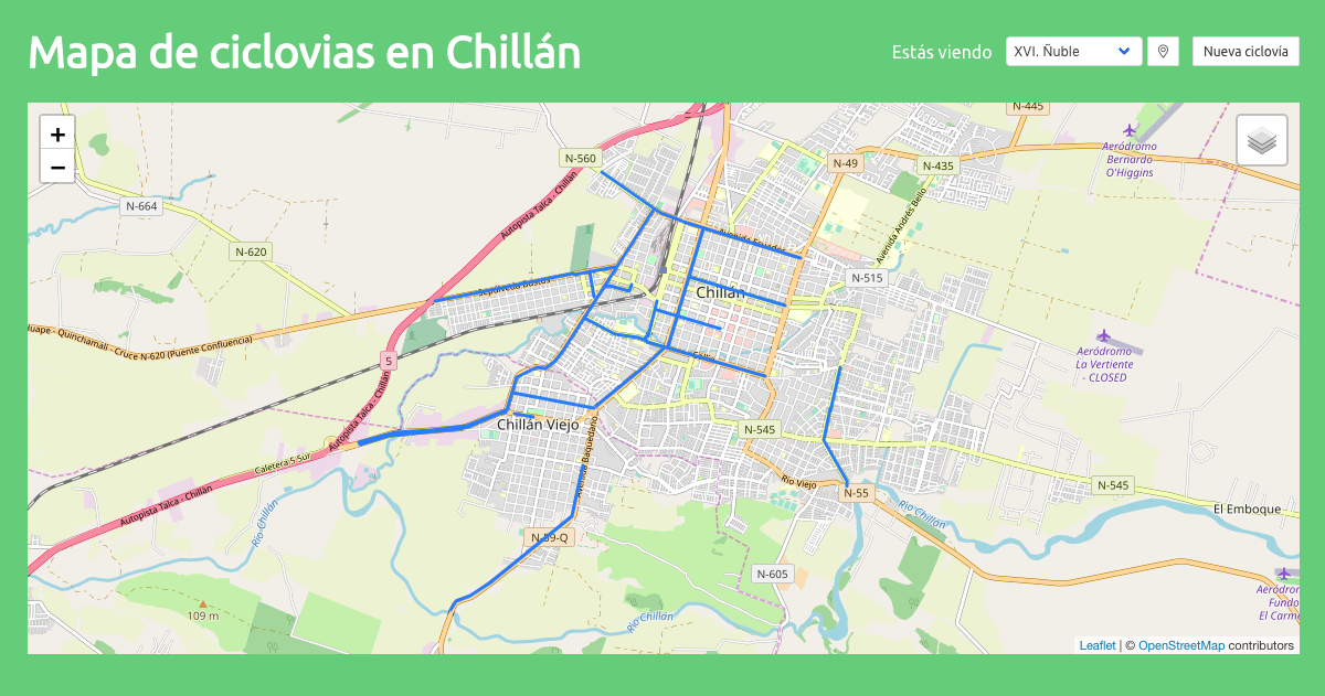 Mapa de ciclovías en Chillán - Bicineta